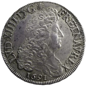 Louis XIV écu aux 8L réformation 1691 Tours