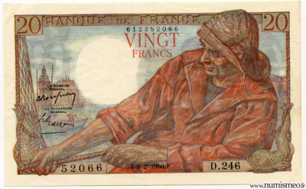 20 Francs Pêcheur 9 2 1950