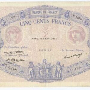 500 Francs Bleu et Rose Type 1888, 5 mars 1931