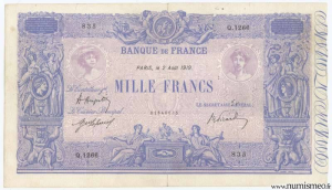 1000 Francs Rose et Bleu Type 1889, 2 08 1919