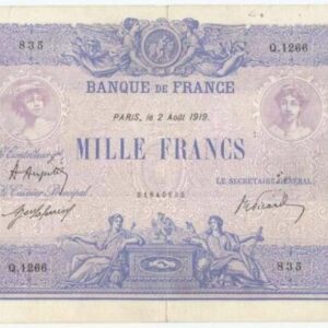 1000 Francs Rose et Bleu Type 1889, 2 08 1919