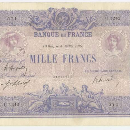 1000 Francs Rose et Bleu Type 1889, 4 07 1919
