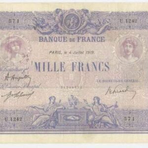 1000 Francs Rose et Bleu Type 1889, 4 07 1919