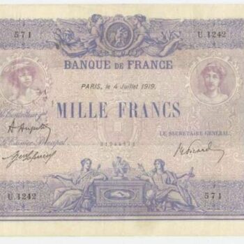 1000 Francs Rose et Bleu Type 1889, 4 07 1919