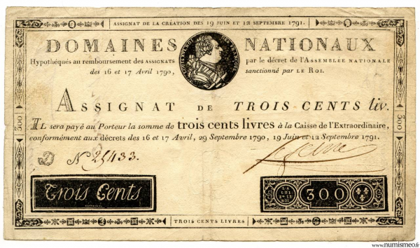 300 livres 12.9.1791