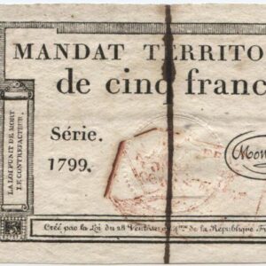 Mandat Territorial 5 Francs 21 Fructidor an VI (07/09/1798)