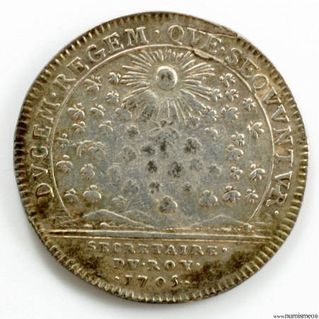 Louis XIV AR jeton 1705 secrétaire du Roi