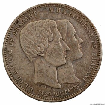 Belgique module 5 francs 1853