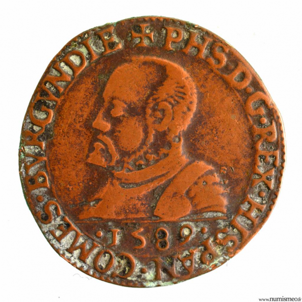 Bourgogne Philip II of Spain AE jeton 1589 chambre des comptes de Dôle