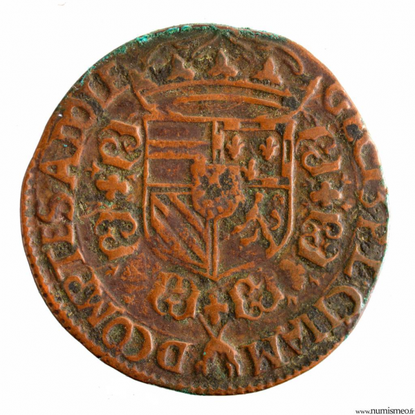 Bourgogne Philip II of Spain AE jeton 1589 chambre des comptes de Dôle