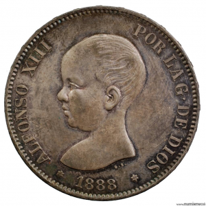 Espagne 5 pesetas 1888