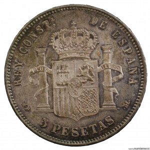 Espagne 5 pesetas 1888