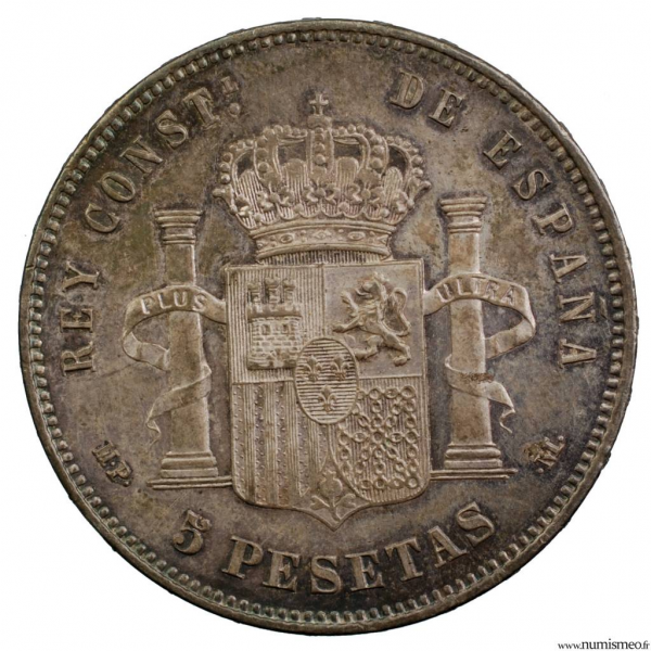 Espagne 5 pesetas 1888
