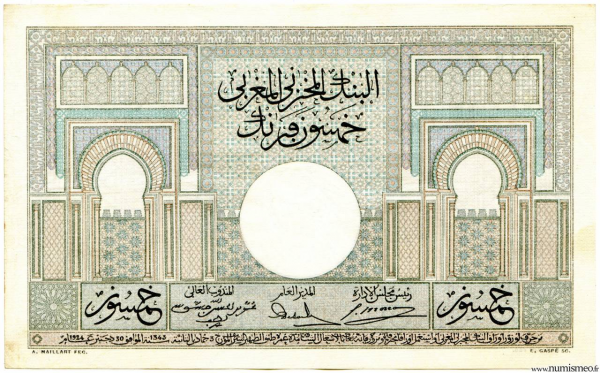 Maroc 50 Francs 5 5 1938