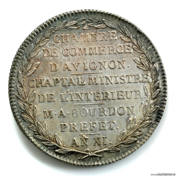 Napoléon I AR jeton An XI chambre de commerce d'Avignon