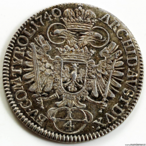 Autriche Charles VI 1/4 de thaler 1740 Hall