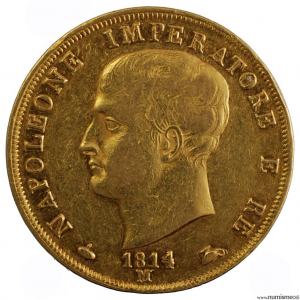 Royaume d'Italie 40 lire 1814 Milan Napoleon I