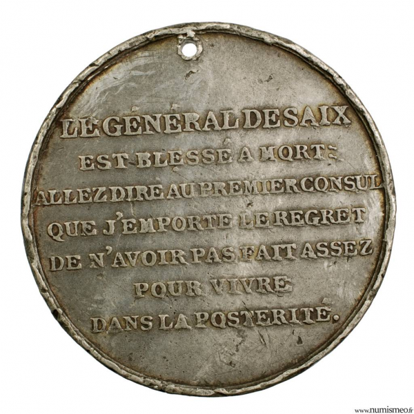 Médaille pour la mort du général Desaix à Marengo 1799