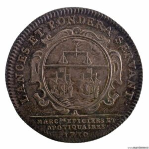 Louis XV AR jeton 1710 corporation de Paris des épiciers apothicaires