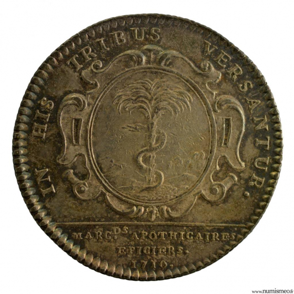 Louis XV AR jeton 1710 corporation de Paris des épiciers apothicaires