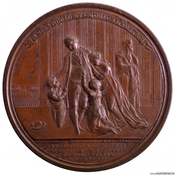 Louis XVI médaille pour la denière entrevue avec sa famille 1793