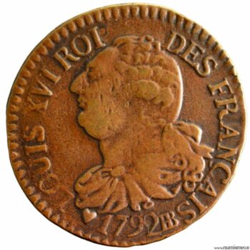 Constitution 3 deniers type Francais 1792 Strasbourg
