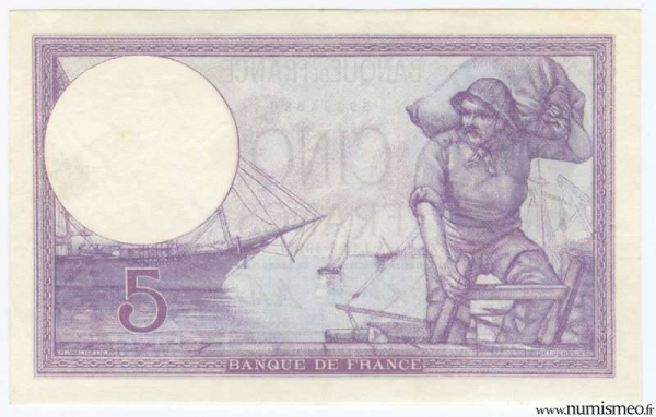 5 Francs Violet 12-4-1918