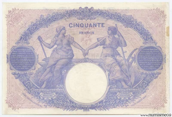 50 Francs Bleu et Rose 15 9 1916