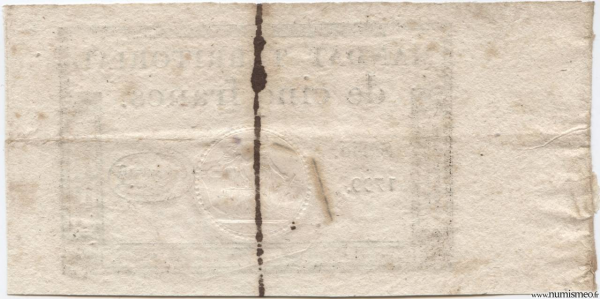 Mandat Territorial 5 Francs 21 Fructidor an VI (07/09/1798)