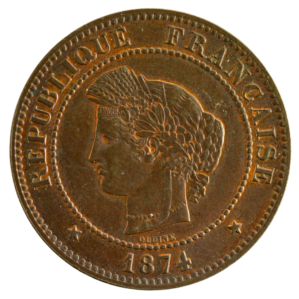 III République 5 centimes Ceres 1874 Paris