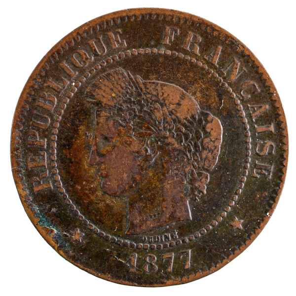 Third Republic 5 centimes Ceres 1877 Bordeaux