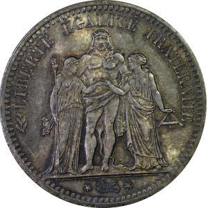 Second Republic AR 5 francs Hercule 1849 Paris PCGS MS65