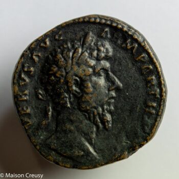 Lucius Verus sesterce frappé en 166