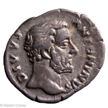 Divus Antonin le Pieux denier frappé sous Marc Aurèle.