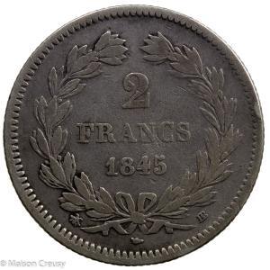 Louis Philippe AR 2 francs 1845 Strasbourg