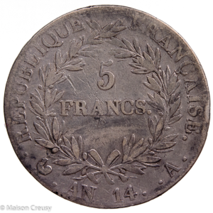 Napoleon I 5 francs an 14 Paris
