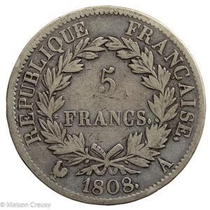 Napoleon I 5 francs 1808 Paris