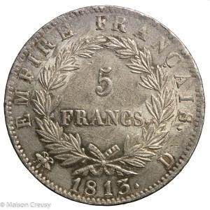 Napoleon I 5 francs 1813 Lyon PCGS AU55