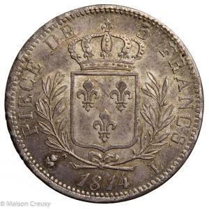 Louis XVIII 5 francs 1814 Bayonne PCGS AU58
