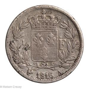 Louis XVIII 1/2 franc 1816 Paris
