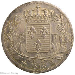 Louis XVIII 5 francs 1818 Rouen