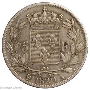 Louis XVIII 5 francs 1820 Paris