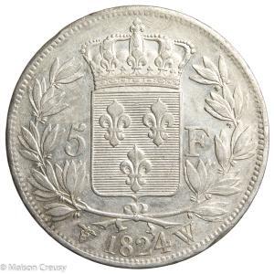 Louis XVIII 5 francs 1824 Lille