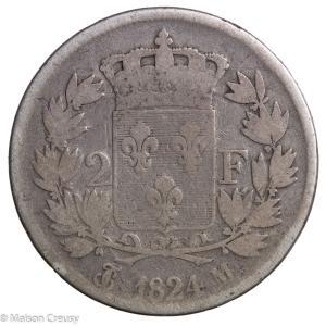 Louis XVIII 2 francs 1824 Toulouse