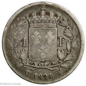 Louis XVIII 1 franc 1824 Lille