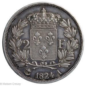 Louis XVIII 2 francs 1824 Paris