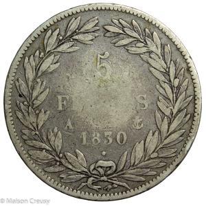 Louis Philippe 5 francs without I 1830 Paris