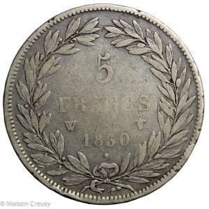 Louis Philippe 5 francs without I 1830 Lille