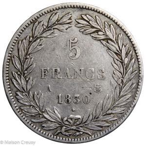Louis Philippe 5 francs 1830 Paris