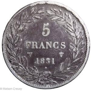 Louis Philippe 5 francs 1831 Lille